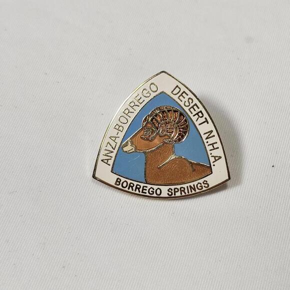 Vtg Anza-borrego Desert Borrego Springs Pin Rare. Enamel Lapel Hat Triangle Ram - Picture 1 of 3